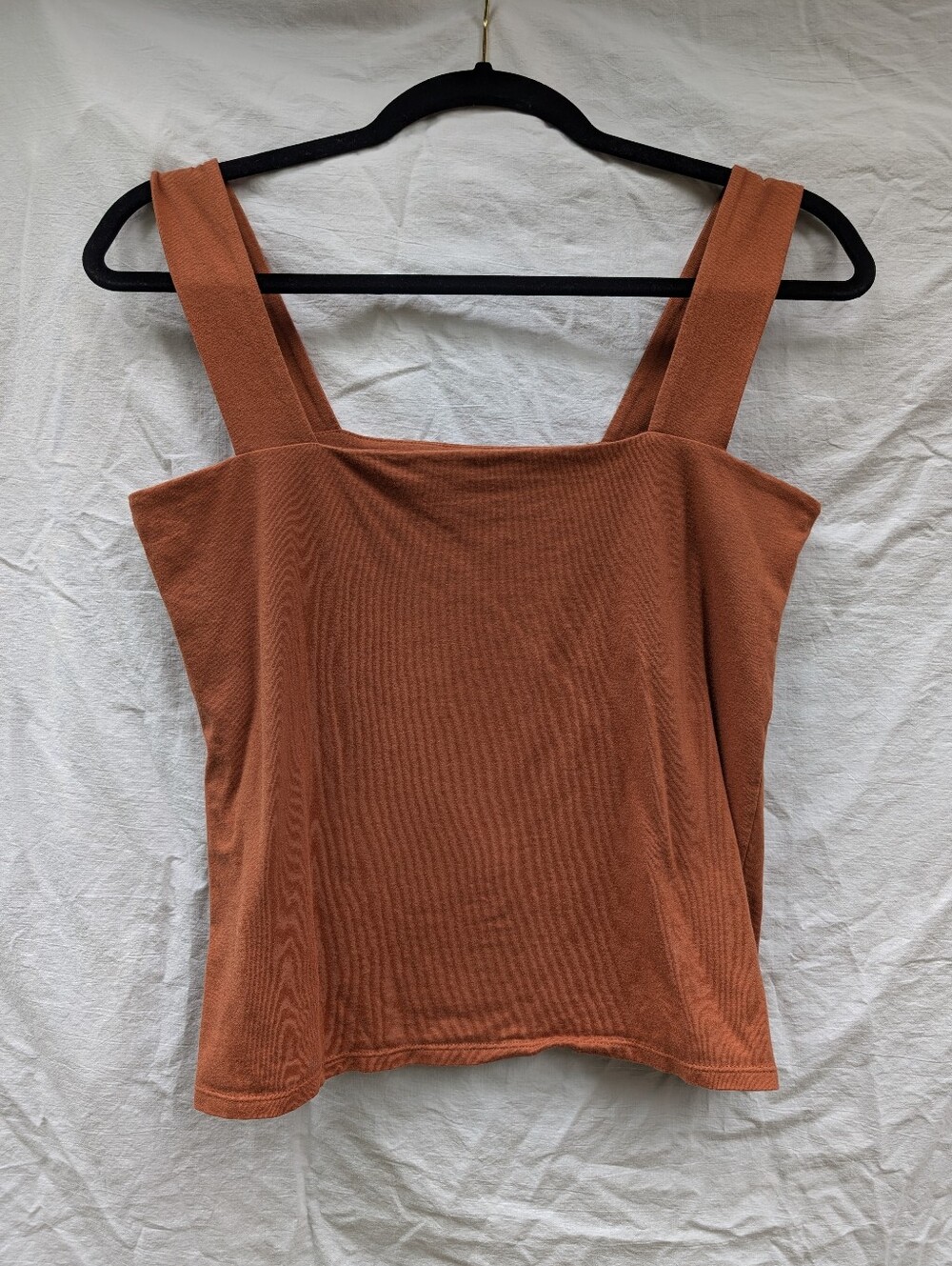 Loft Square Neck Tank Top Cotton Terracotta Sz M